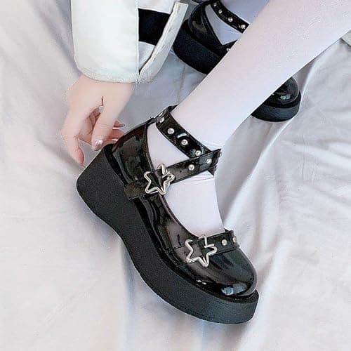 Women's Mary Jane Pumps - Chunky Heel Goth Platform Lolita Shoes - Round Toe Ankle Oxfords thumbnail 3