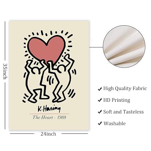 Atrippy Minimalist Large Posters Art Tapestry for Bedroom Aesthetic Cartoon Wall Tapestry Boho Funny Anime Poster Wall Hanging for Dorm Living Room Decor (24''x36'') - 36L" x 24W" - Heart Love thumbnail 7