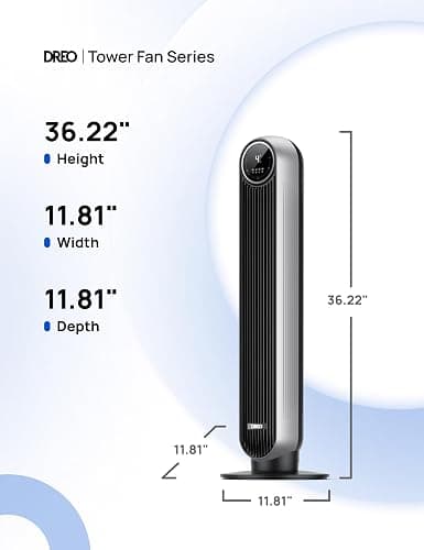 Dreo Tower Fan for Bedroom, 25ft/s Velocity Quiet Floor Fan, 90° Oscillating Fans for Indoors with 4 Speeds, 4 Modes, 8H Timer, Standing Fans, Bladeless Fan, Silver, Nomad One (DR-HTF007) - Silver - Tower Fan thumbnail 9