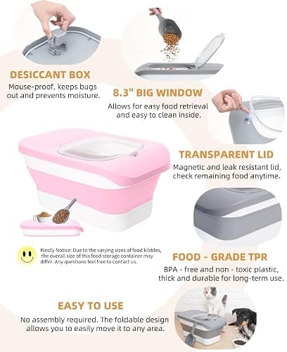 DDMOMMY 10-13 Lbs Dog Food Container, Collapsible Pet Food Storage Containers with Airtight Lid, Pet Food Scoop and Silicone Dog Bowl, Dog Food Storage Container Dry Food for Dog, Cat thumbnail 7