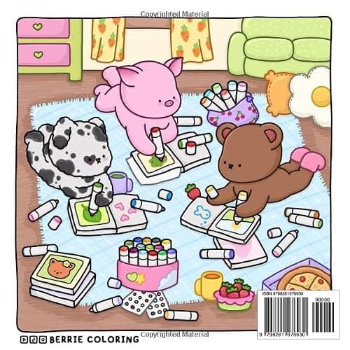 Berrie Coloring Volume 4: Cute and Cozy Coloring Book for Adults & Kids Featuring Easy to Color Animal Illustrations and Adorable Scenes thumbnail 2