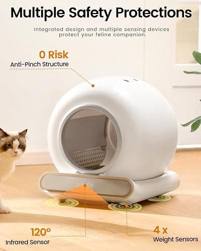 Lettiera Gatto Autopulente, 65 lLettiera Automatica per Gatti Intelligente,Sicurezza, Controllo App Cassetta per Gatti Abilitata WiFi, con Sacchi Spazzatura, Pulizia Facile thumbnail 2