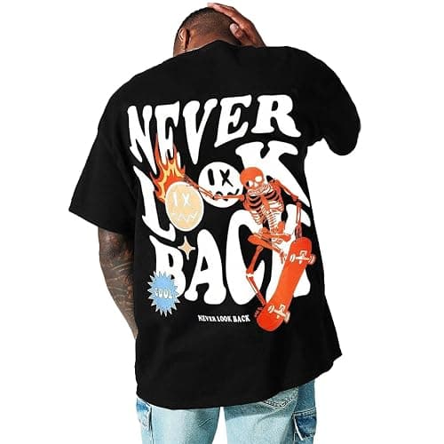 UOUA Mens Graphic Tees Vintage T-Shirts Oversized Letter Print Casual Crewneck Cotton Top Short Sleeve Rapper Streetwear - Image 1