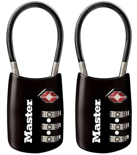 Master Lock Padlock, Set Your Own Combination TSA Locks for Luggage, Travel Zipper Lock with Cable Shackle is 1-3/16 in. Wide, Colors May Vary, 4688T, 2 Count (Pack of 1) - Image 1