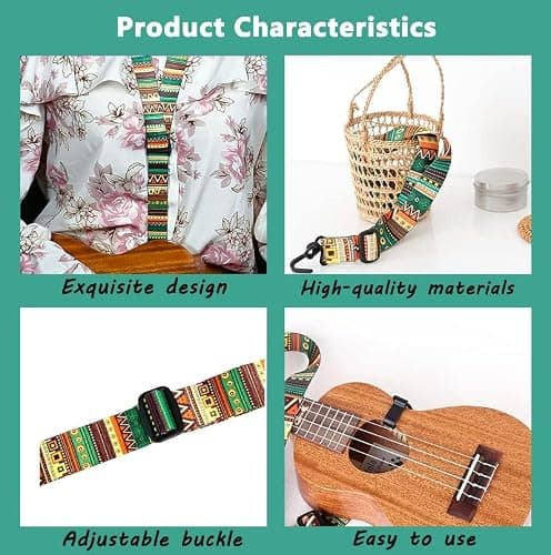 DreamAug Ukulele Strap, Adjustable Mayan Style Ethnic Guitar Strap with Clip, 23"-55" ，for Acoustic Guitar, Electric Guitar, Bass, and Ukulele thumbnail 2