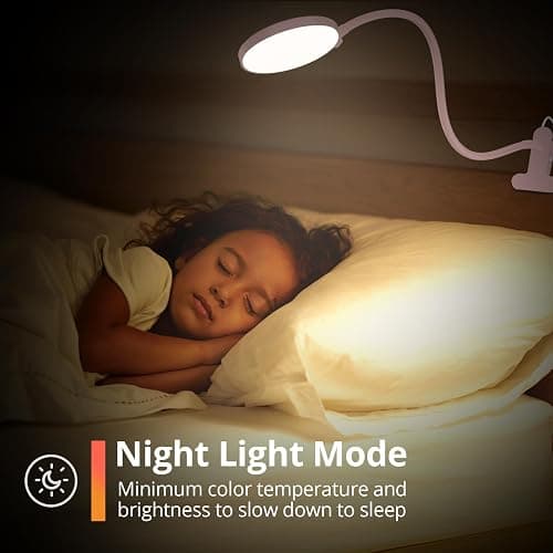 iFalarila Reading Light with Remote, LED Desk Lamp Clip on [1H Timer & Nightlight] RA>95 Dimmable Flexible Gooseneck, Reading Lamp with Clamp for Table - 3.5'' (Adapter Included) thumbnail 7