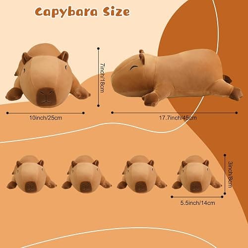 TOYSYM Capybara Plush Cute Capybara Stuffed Animal Pillow with 4 Baby Plushies in Her Tummy, Soft Cotton Stuffed Animals Toy Gifts for Kids thumbnail 3