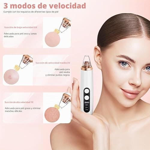 BUTBU Succionador de Puntos Negros, Limpiador de Poros Electrico Con 6 Cabezales y 3 Modos, 16 Piezas Limpiador de Poros Kit, para Eliminars Puntos Negros,Comedones y El Acné Graso thumbnail 3