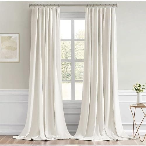 MIULEE Ivory Back Tab Blackout Curtains 120 Inch Long 2 Panels Set for Bedroom, Rod Pocket/Pinch Pleated Extra Long Thermal Insulated Living Room Darkening Light Blocking 10FT Drapes thumbnail 9