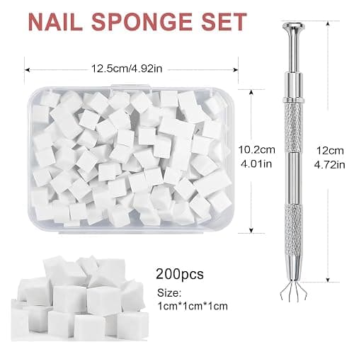 Gradient Nail Sponge,200-pieces Soft Nail Sponges with Grabbing Pen - Professional Manicure Art Beauty Salon Tool for Wife Family Friends Girl Women Girlfriend thumbnail 5