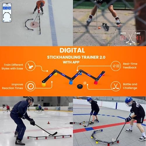 Potent Digital Stickhandling Trainer 2.0 with App-Enabled Training, Built-in Scoreboard & Countdown Timer - Practice Puck Control & Reaction Times, Portable On & Off Ice Hockey Training Aid thumbnail 6