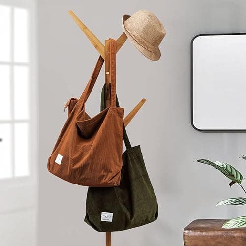 KALIDI Women Corduroy Tote Bag Zipper Casual Tote's Handbag Big Capacity Shoulder Bag with Pockets thumbnail 3