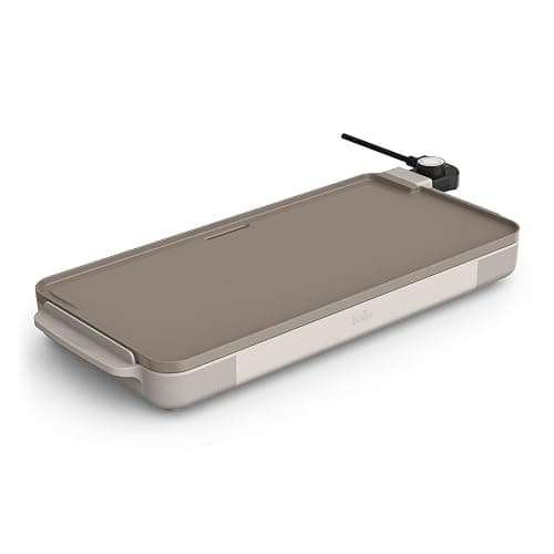 bella 10" x 20" Electric Griddle with EverGood™ Ceramic Nonstick Coating, Removable Temperature Probe, Dishwasher-Safe Drip Tray & Cool Touch Handles, Cook up to 10 Eggs, 1500 Watt, Oatmilk - Image 1