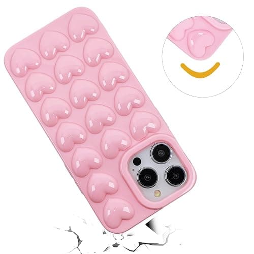DMaos for iPhone 16 Plus Case for Women, 3D Pop Bubble Heart Gel Cover, Cute Girly for iPhone16 Plus 6.7 inch - Pink thumbnail 9