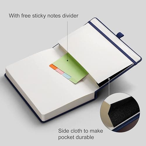 AHGXG Thick Journal Lined Notebook - 320 Numbered Pages A5 College Ruled Notebook for Writing, 100gsm Lined Paper, Leather Hardcover, for Women Men Work Office School, 5.75'' X 8.38''-Dark Blue thumbnail 5