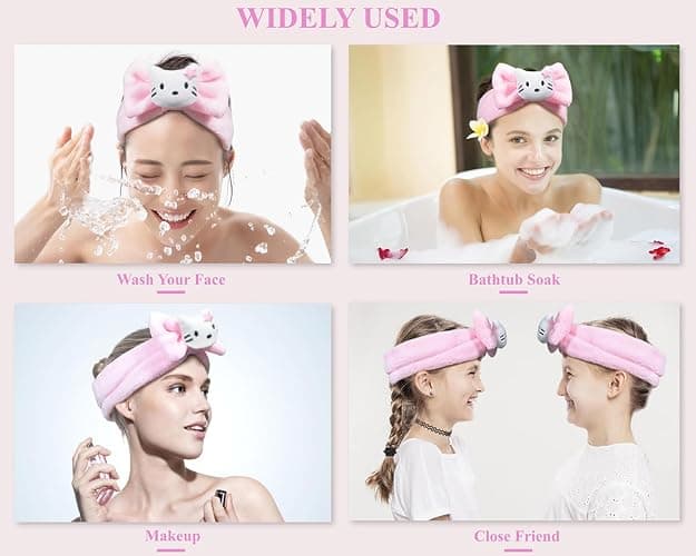 GGJQQDM Kawaii Headband for Spa, Makeup, Face Washing & Pajama Parties - Suitable for Girls and Women (F) - F thumbnail 6