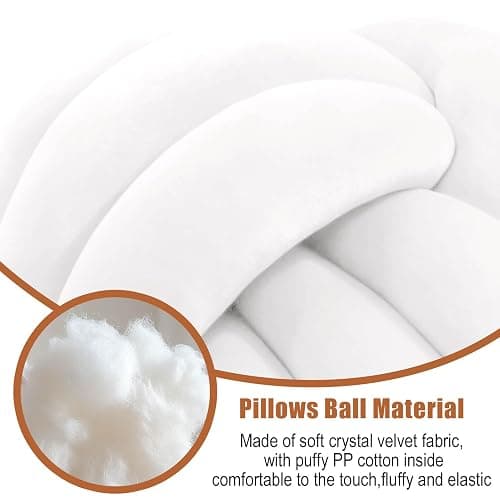 Adlbbkiy White 8.6 Inches Knot Pillow Ball, Round Soft Handmade Knotted Ball Pillow Plush Cushion Home Decor, Knotted Plush Pillow Cushion, for Bedroom, Living Room Sofa, Office Decoration thumbnail 7