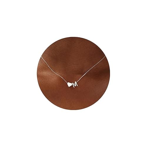 Turandoss Gold/Silver Heart Initial Necklace for Women Teen Girls - 18K Gold Plated Letter A-Z Pendant Necklace Dainty Heart Necklaces Tiny Initial Necklaces Birthday Gifts for Women Jewelry - Silver - M