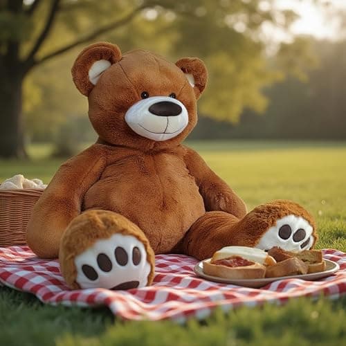 Anico 59" Tall (5 Foot) Giant Plush Bear, Stuffed Animal, Medium Brown Teddy Bear with Smiling Face. Premium Stuffed Toy Teddy Bear, Perfect for Girlfriend, Kids, Valentine's Day, Christmas! thumbnail 2