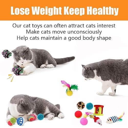 21 Pcs Cat Toys for Indoor Cats Collapsible Cat Tunnel Interactive Feather Teaser Wand Ball Toy for Kitten Cats thumbnail 6