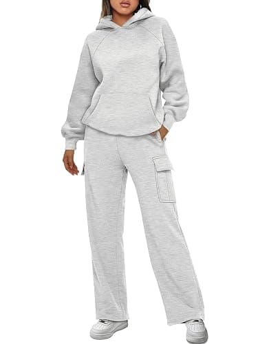 AUTOMET Womens Sweatsuits 2 Piece Outfits Fall Sweat Sets Lounge Hoodies and Cargo Pants Wide Leg with Pockets - Image 1