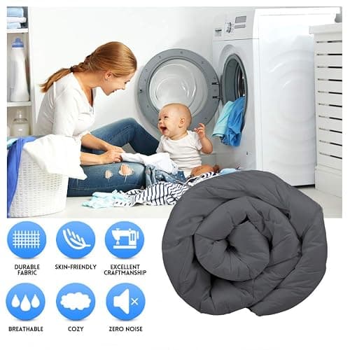 EASELAND Down Alternative Comforter Twin Size- Quilted Duvet Insert for All Seasons, Soft Cozy with Corner Tabs, Summer Winter Warm Bedding, Charcoal Grey 64x88 thumbnail 7