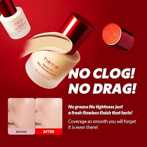 TIRTIR Mask Fit Red FoundationㅣLong Lasting Flawless Coverage, Energy Essence, Lightweight, Hydrating, Pore-Blurring, Breathable Satin Finish, Makeup, Radiant Skin, #25N Mocha, 1.01 Fl Oz thumbnail 4