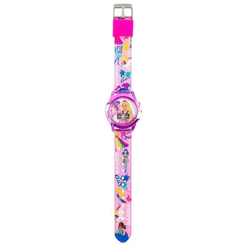 Mattel Barbie Kids Digital LCD Watch with Curved Bezel, Flashing Dial Lights and Printed Pink Strap Featuring Barbie and Unicorn Graphics Ages 4+ Fits Wrists 5.5"-8" thumbnail 10