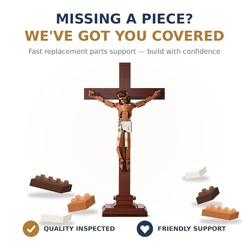 TLOEP Jesus Cross Building Blocks Set, 588 PCS Christian Toy Playset, Religious Building Bricks Kit, Baptism & Confirmation Gifts for Boys, Godson, Sunday School Gift thumbnail 6