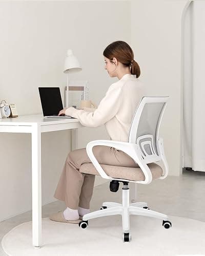 NEO CHAIR Office Desk Computer Chair Ergonomic Mesh Gaming Mid Back Seat with Comfy Lumbar Support Adjustable Height Swivel for Home Task (Beige) thumbnail 2