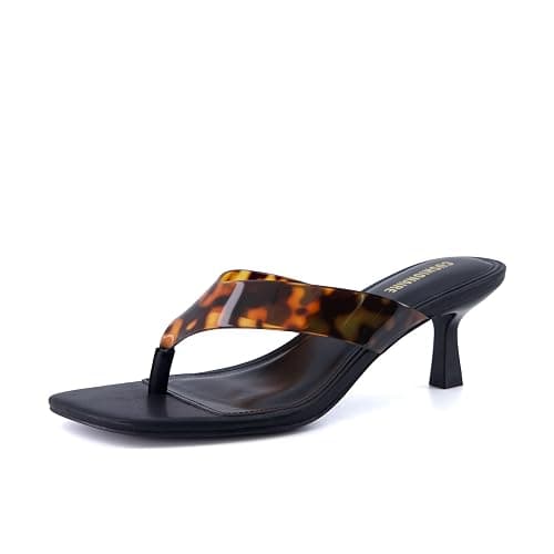 CUSHIONAIRE Mezzo Clear Strap Kitten Heels for Women, Square Toe Flip Flop Sandal Heels with Memory Foam Comfort thumbnail 9