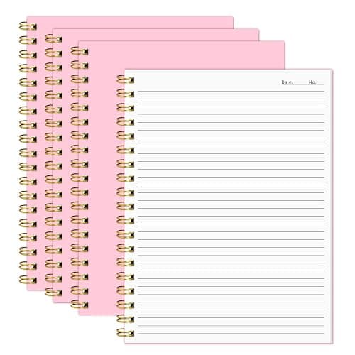 Ouzoustate Lined Spiral Notebook B5 Pink Hardcover Notebooks for Work -7.48" X 10.18" 4 Pack 7MM College Ruled,160 Pages 100GSM Thick Paper for Note Taking School Office Supplies - Image 1