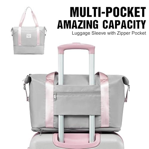 LONG VACATION Luggage Sets 24 in Suitcase Luggage 3 Piece Set, ABS+PC Hardshell Luggage with Spinner Wheels & YKK Zipper TSA Lock for Travel Esssentials (Grey-Pink, 24 INCH) thumbnail 5