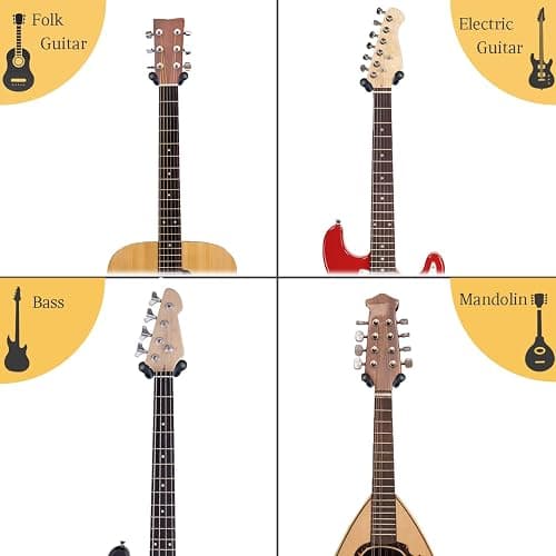 Onmiwod Guitar Wall Mount, White Hardwood Guitar Hanger, U-Shaped Guitar Wall Hanger Mount, Guitar Holder Hook Stand Wall for Acoustic, Electric Guitar, Banjo, Bass, Gift for Guitar Player thumbnail 7