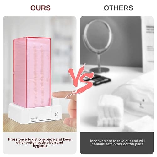 Automatic Square Press Out Cosmetic Makeup Removers Pad Holder, Makeup Cotton Organizer Container Dispenser Storage Display Rack (Pink) thumbnail 5