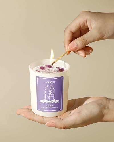 AOOVOO Lavender Scented Candles for Women - Aromatherapy Candle with Crystals Inside, 7oz Soy Candles for Home Scented, Birthday Gifts Christmas Candle for Women Mom thumbnail 6