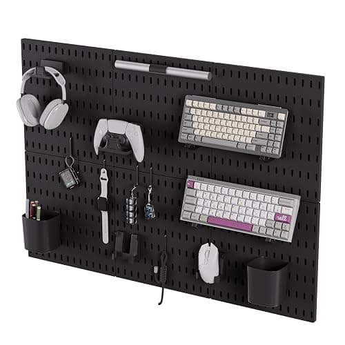 Gliging Controller and Keyboard Holder Wall Mount, Modular Gaming Pegboard with Accessories, Wall Organizer Peg Board for Keyboard Xbox PS5 PS4 Switch, Video Game Storage(33″×22″) thumbnail 7
