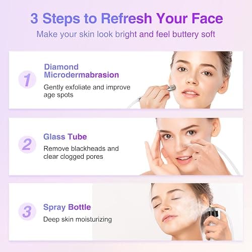 Diamond Microdermabrasion Machine Professional for Facial UNOISETION 3 in 1 Home Microdermabrasion Machine for Skin Exfoliating, Blackhead Removal, Spray Facial Moisturizing thumbnail 3