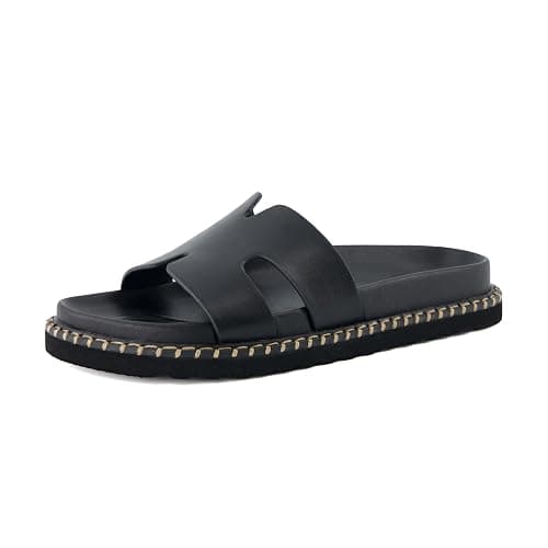 CUSHIONAIRE Crisp Women’s Slide Sandal – Faux Leather Cutout Slip-On with Artisan Stitching & Memory Foam, Wide Widths Available thumbnail 9