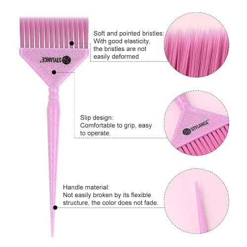 Glitter Hair Dye Brush Set, Hair Color Brush, 3 Sizes Pink Tint Brushes for Professional Hair Coloring, Root Touch-Up & Hair Treatment, Salon & Home Use thumbnail 4