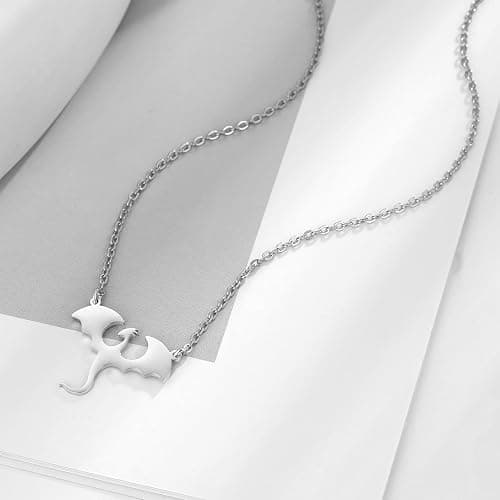 Stainless Steel Dragon Necklace for Men Women, Minimalist Cool Dragon Pendant Necklace Gift thumbnail 4