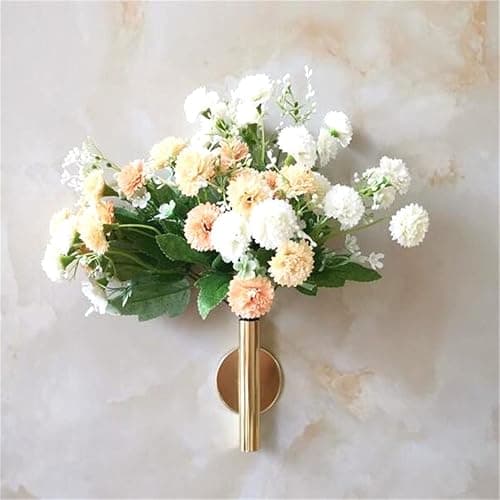 Gold Wall Decor, Plant Wall Vase Metal Tube Decoration Holder Used to Display Dried Flowers, Fake Flowers, Also Suitable for Gravestone Memorial Decoration (1 Pcs Round Gold) thumbnail 2