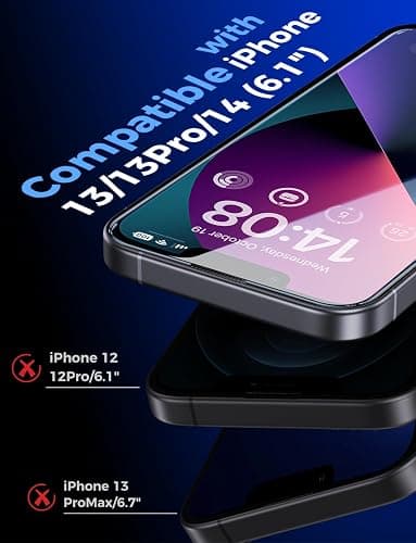 MAGIC JOHN 2 Pack for iPhone 13/14& iPhone 13 Pro 6.1 inch Tempered Glass Screen Protector, Auto Dust-Elimination, Bubble Free, HD Clear, Easy Installation thumbnail 2