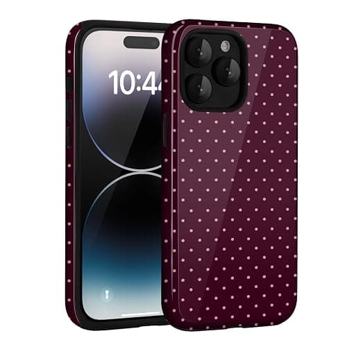 Amzfield for iPhone 14 Pro Cute Polka Dot Phone Case, Burgundy | Polka Dot Phone Case, Summer Aesthetic Design for Women Girls Fall Chic Girly Pretty Dual Layer Hybrid Protection Elegant thumbnail 7
