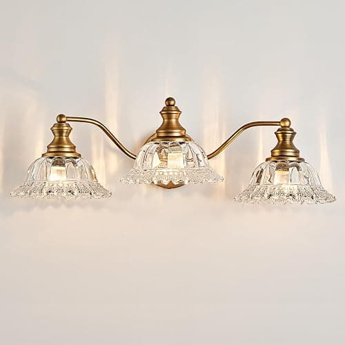 XIEDUN Vintage Bathroom Vanity Light Fixture 3 Lights Vanity Lighting Matte Antique Brass Vanity Light for Bathroom - Image 1