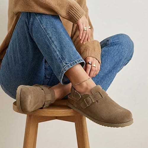 CUSHIONAIRE Brooklyn Genuine Suede Slingback Clogs for Women with Buckle | Casual Shoes thumbnail 8