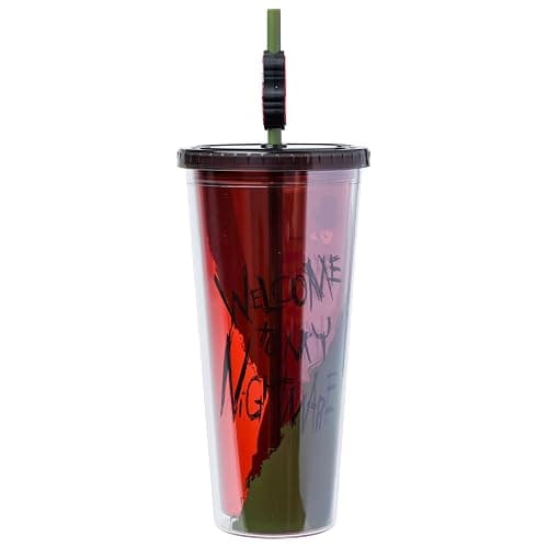 Silver Buffalo A Nightmare on Elm Street, Plastic Cold Cup, 24oz | Freddy Krueger, Welcome to My Nightmare, Lid, Straw Topper, 0.71 Liters thumbnail 2