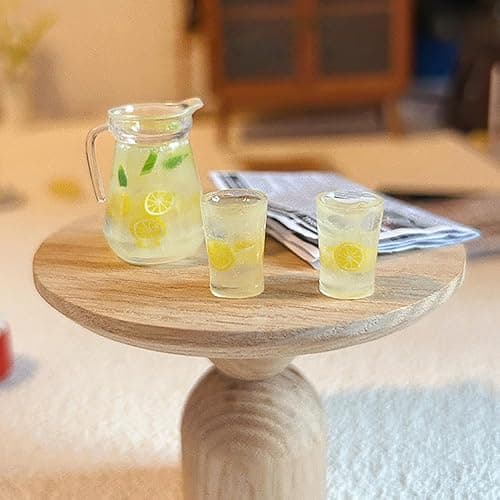 WSDMAVIS 1Set Charming Miniature Lemonade Set with Pitcher Bottles for Fairy Garden Decor Realistic Mini Kitchen Accessories Cute Resin Charms for Beverage Ornaments Model thumbnail 7