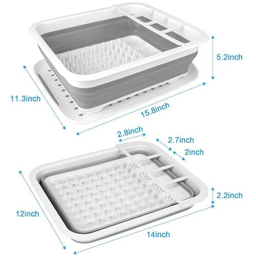 Collapsible Dish Drying Rack Portable Dish Drainers for Kitchen Counter with Drainboard, Kitchen Sink Organizer Basket RV Accessories Camper Storage and Organization Dish Rack Over Sink Drying Rack thumbnail 2
