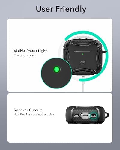 ESR for AirPods 4 Case, Compatible with AirPods 4th Generation Case (2024), Compatible with MagSafe, Powerful Drop Protection, Magnetic Lid, Cyber Series, Black thumbnail 9